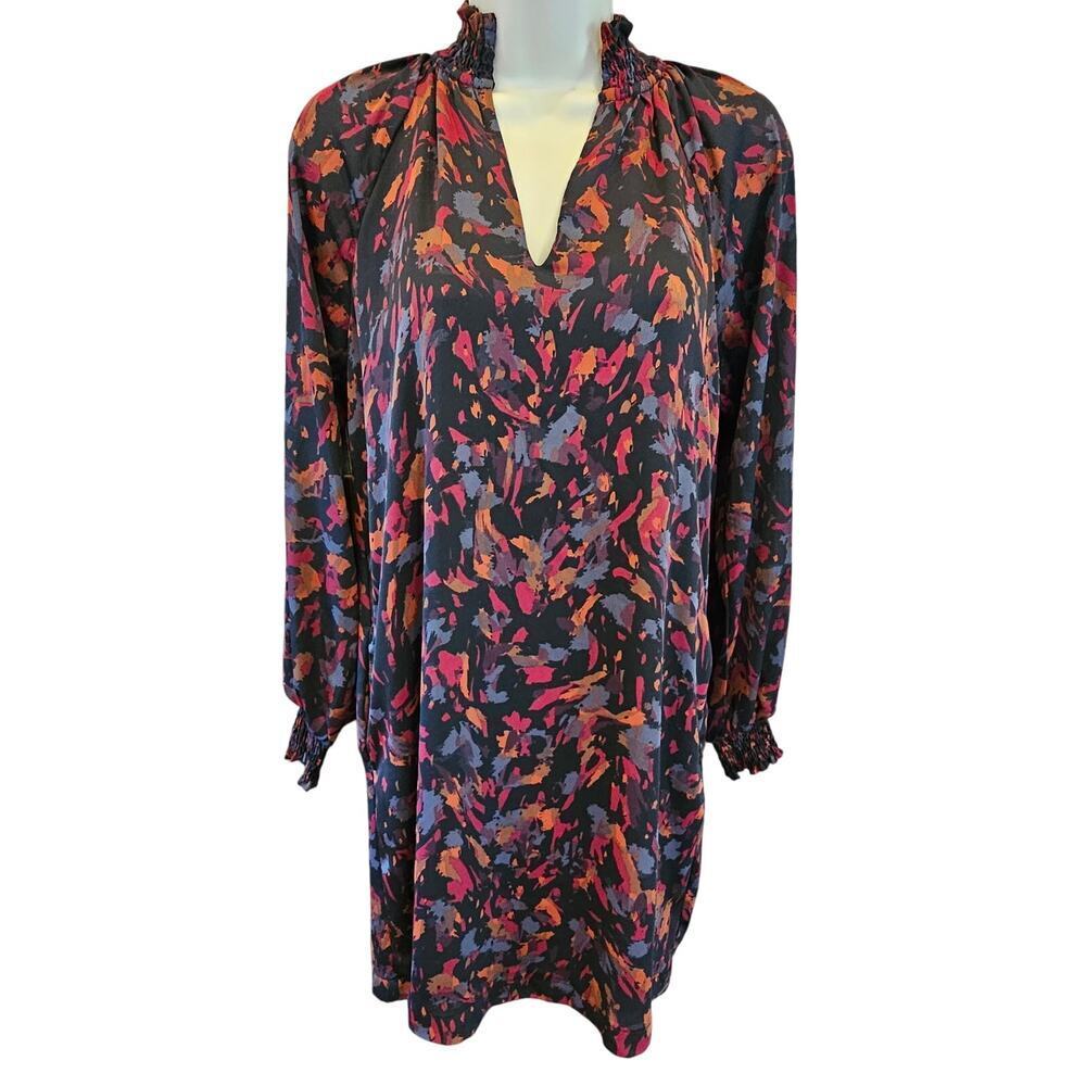 NWOT Allison Joy floral coquette chiffon lined  dress peasant XS long sleeve